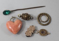 A Georgian clasp and mixed dress jewellery.