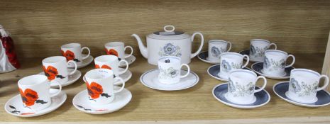 A Susie Cooper Glen Mist coffee set and a Corn Poppy part tea service