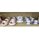 A Susie Cooper Glen Mist coffee set and a Corn Poppy part tea service