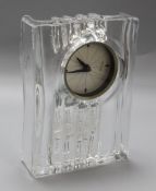 A cased Daum glass slab timepiece