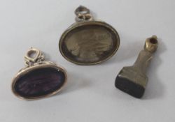 Three assorted seals including one with amethyst matrix.