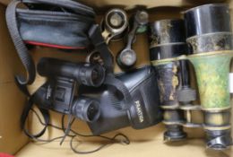 A pair of marine binoculars and two pairs opera glasses etc