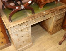 A Victorian burr walnut desk, W.139cm