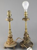 A pair of gilt brass baluster lamps, possibly to a design by Edward Middleton Barry, circa 1900,