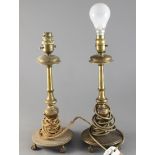 A pair of gilt brass baluster lamps, possibly to a design by Edward Middleton Barry, circa 1900,