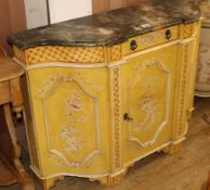 A French yellow painted Chinoiserie cabinet, W.112cm