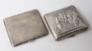 A George V silver engine turned cigarette case, Birmingham 1926 a Thai cigarette case.