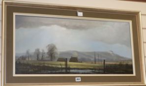 Michael Morrisoil on canvasChanctonbury Ring, Sussexsigned14 x 30in.