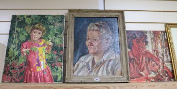 Alan Crisp3 oils on panelFemale portraitslargest 20 x 16in.