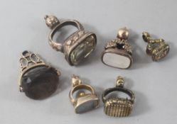 Six assorted 19th century and later seals, including gold overlaid.