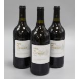 Three bottles of Pays de L'Herault red wine