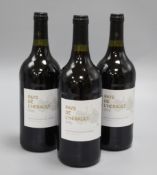 Three bottles of Pays de L'Herault red wine