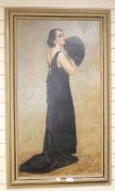 A Cavottioil on canvasFull length portrait of a lady wearing an evening gownsigned and dated