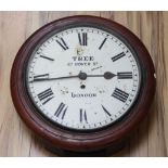 Tree of Great Dover Street, London. A mahogany cased eight day wall timepiece, diameter 39cm