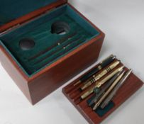 Cross - eight ballpoint pens and one fountain pen with box and accessories