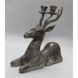 A deer candelabra, height 40cm, width 38cm