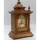 A late 19th century mahogany cased eight day mantel clock, height 53cm width 30cm