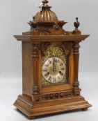 A late 19th century mahogany cased eight day mantel clock, height 53cm width 30cm