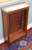 A French marble topped 4 shelf open bookcase W.58cm