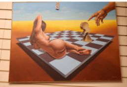 M. Cusworthoil on canvasNude on chessboardsigned and dated '8830 x 40in.