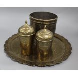 A group of Indian brassware, pot height 18cm, diameter 40cm