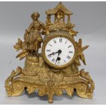 A 19th century French gilt spelter eight day mantel timepiece, height 26cm