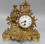A 19th century French gilt spelter eight day mantel timepiece, height 26cm