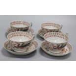 A set of four Chinese cups and saucers