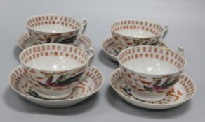 A set of four Chinese cups and saucers