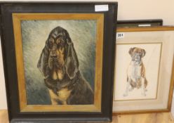 Alan Crispoil on boardPortrait of a Bloodhound 15.5 x 11.5in. and two other works