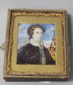 A 19th century portrait miniature on ivory of a royal lady, cased