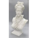 A crackleglaze bust of lady, height 60cm