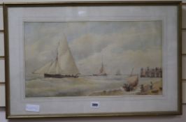 Victorian SchoolwatercolourCoastal scene11 x 20.5in.