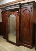 A Victorian mahogany wardrobe, W.225cm