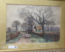 Henry Charles FoxwatercolourShepherd and flock on a lanesigned and dated 192014.5 x 21.5in.