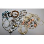 A collection of paste shoe buckles and costume jewellery.