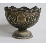 A late Victorian repousse silver rose bowl, Thomas Levesely, Sheffield, 1899, diameter 15.9cm,