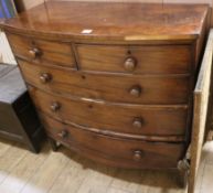 A mahogany bowfronted chest of drawers, W.107cm (a.f.)