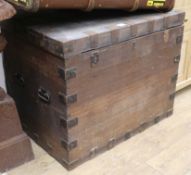 A Victorian oak and iron bound silver chest. W.83cm