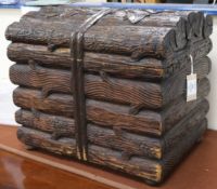 A Black Forest carved chest W.48cm