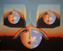 Anthony John Gray (b. 1946)oil on canvasThree faces, rainbows, sunsetsigned, monogram31.5 x 41in.