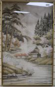 An oriental embroidery panel