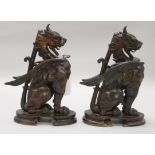 A pair of bronze chimera