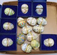 Fifteen Halcyon Days Enamels Easter Egg boxes, 1975-1989, (6 boxed)