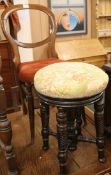 A William IV mahogany adjustable stool and a Victorian bedroom chair
