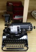 A 1930s Remington typewriter, camera and 1930's Kodak camera etc