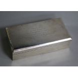 A 1930's silver cigarette box, 17.8cm.