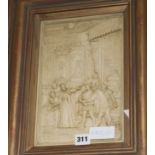 An Osborne waxed plaster plaque, 11 x 7in.