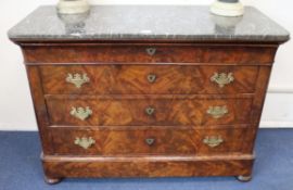 A French Empire marble topped secretaire chest W.75cm