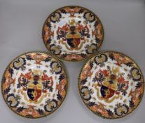 Three Crown Derby crested soup plates, diameter 26cm